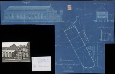 650 Een bouwtekening van de rooms-katholieke Sint-Catharinaschool op de hoek van de de Binnenmolenstraat met de Kromme ...