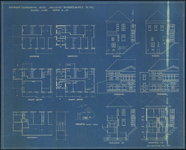 652 Een bouwtekening met een ontwerp voor een verbouwing van het huis de Bellevue aan de Ophemertsedijk 2 in Tiel. De ...