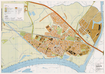 663 Een plattegrond van de gemeente Tiel, met linksboven een legenda en op de achterzijde een kaart van Wadenoijen en ...