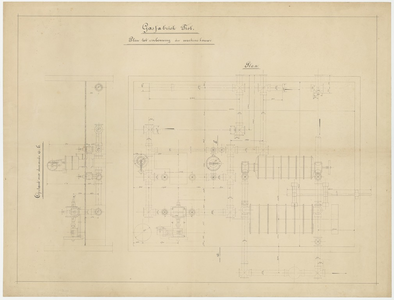 690 Een bouwtekening voor de verbouwing van de machinekamer van de gasfabriek te Tiel, [1920]