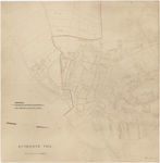 691 Een plattegrond van Tiel met daarop ingetekend de loop van de kabel voor interlokale stroomlevering van Nijmegen ...