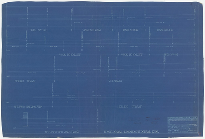 696 Een tekening van de lengteprofielen van de riolering aan de Vinkenstraat, de Binnenhoek, Voor de Kijkuit, Veemarkt, ...