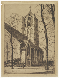 815 Een aanzicht van de oostelijke zijwand van de Nederlands-hervormde Sint-Maartenskerk in Tiel