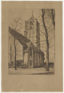 816 Een aanzicht van de oostelijke zijwand van de Nederlands-hervormde Sint-Maartenskerk in Tiel