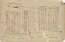 826 Een tekening met een plattegrond van de rooms-katholieke begraafplaats aan de J.D. van Leeuwenstraat in Tiel, met ...