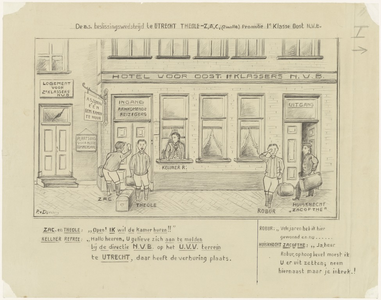 848 Eerste tekening van de 10 potloodtekeningen gemaakt tussen 1910 en 1940 over de voetbalvereniging Theole. De ...