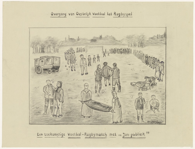 851 Vierde tekening van de 10 potloodtekeningen gemaakt tussen 1910 en 1940 over de voetbalvereniging Theole. De ...