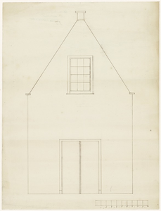 863 Een tekening van de voorgevel van de stal van S.W. van Zoelen in de Waterstraat in Tiel, , , 1821