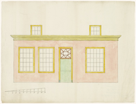 879 Een tekening van de voorgevel van het huisje van Hendrina van den Brink aan het Kerkstraatje in Tiel, , , 1820