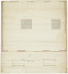 886 Een tekening van de plattegrond van waarschijnlijk een pakhuisje of smederij in Tiel, , , [1824]
