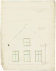 891 Een tekening van de zijgevel van het huisje van weduwe Van Aalst in Tiel, , , [1824]