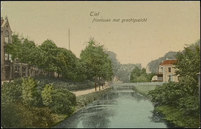 O 4.4 Zeer mooie kaart.Plantsoen, Oliemolengracht met Witte brug.Kaart verzonden door Oom B. uit Tiel naar M. van ...