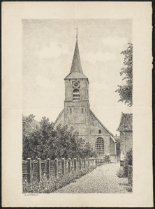 13 Een pentekening van de Nederlands Hervormde kerk in Ingen, [Hervormde kerk Ingen], [1980]