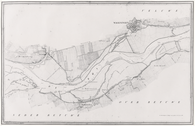 120 Rivierkaart van de Rijn van het gebied tussen Opheusden en Wageningen, [1830-1842]; reproductie
