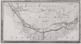 121 Kaart van de Marsch polder en de Oude Waard met daarin getekend Huis ter Lede, Kesteren en Aalst, [1830-1842]; ...