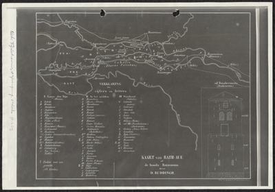 280 Kaart van Bath-Aue of de Insula Batavorum door D. Buddingh, [1960]; reproductie
