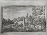 M 1034 Een fotoreproductie van een 18de eeuwse tekening van de Burense Poort
