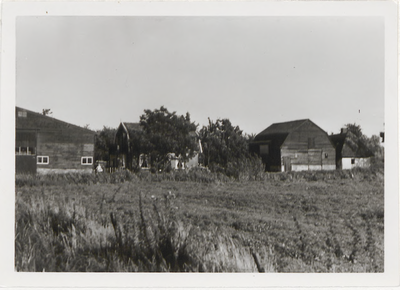 M 11721 Woningen en landbouwschuren in het Galgeveld nabij de Latensteinseweg, gefotografeerd in augustus 1961 in ...