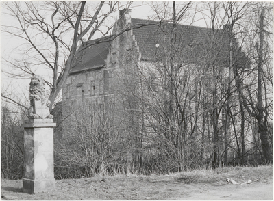 M 11948 Kasteel de Wijenburg in Echteld met een leeuw van Adam van Delen