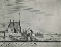 M 1235 Zandwijkse poort te Tiel. Grijs gewassen penseeltekening door J. Stellingwerf