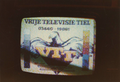 686 Het beeldvignet van de Vrije Televisie Tiel. Tiel, 1980.