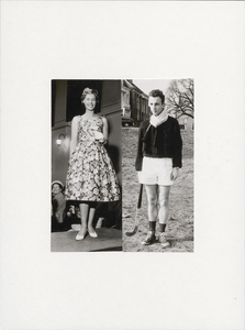 7359 Foto van een vrouw die een zomerjurk toont tijdens een modeshow bij modezaak Blijdesteijn op donderdag 19 maart 1959 