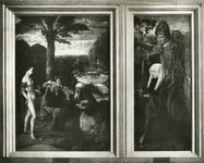 M 988 Het rechter gedeelte van het schilderij Drieluik, voorstellende de verzoeking van de H. Antonius. De Tielerwaard ...