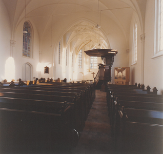 0690-Gr_Kerk_A_77 Gezicht in de N.H.Kerk na de restauratie. Voor de restauratie stond het orgel op het koor.