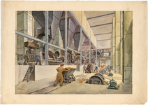 726 Interieurtekening van de vernieuwde malerij van de Chamotte-Unie, in kleur, Malerij Chamotte-Unie, [1942]