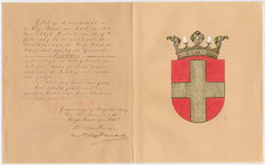 5300 Diploma verleend door de Hoge raad van Adel van het wapen van de gemeente Lienden