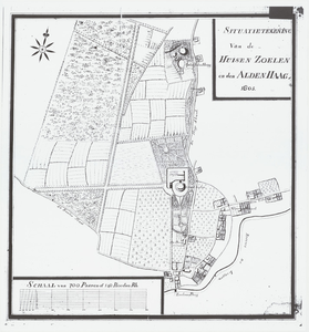 152 Een situatietekening of plattegrond van de huizen Zoelen en de Aldenhaag, [1805]; reproductie