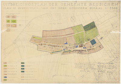 389 Een kaart van een uitbreidingsplan in onderdelen van het dorp Beusichem, 1950