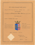 2306 Diploma verleend door de Hoge Raad van Adel van het wapen van het Polderdistrict Neder-Betuwe