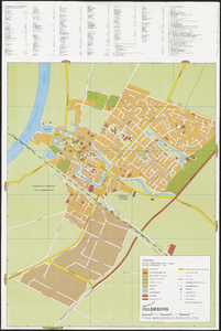 252 Een plattegrond van Culemborg met een straatnamenindex en een legenda met het gebruik van de stadsgrond. Op de ...