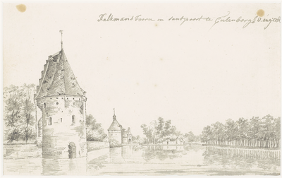 28 De Kalkmanstoren en de Zandpoort in Culemborg aan de stadsgracht, Kalkmanstoren en Santpoort te Culenborg 8 augustus ...