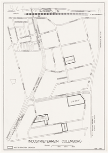 162 Een plattegrond van het industrieterrein van Culemborg met daarop aangegeven de nog te verkopen gronden, 1983