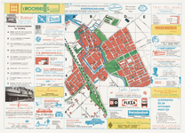 170 Een plattegrond van Culemborg omlijst met diverse advertenties van de middenstanders in Culemborg, ook op de ...