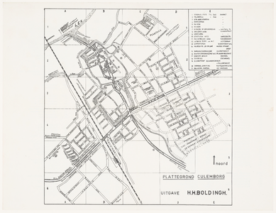 171 Een plattegrond van Culemborg met een legenda van alle belangrijke gebouwen. Op de achterzijde een ...