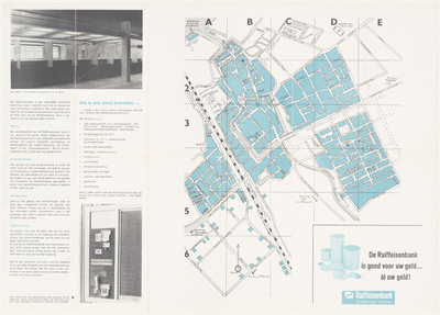 217 Een plattegrond van Culemborg uitgegeven door de Raiffeisenbank. Op de achterzijde een legenda met de straatnamen, [1965]