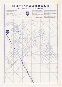 218 Een plattegrond van Culemborg uitgegeven door de Nutsspaarbank. Op de achterzijde een straatnamenregister, 1969-1970