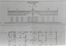 5462 Station, foto van de bouwtekening van het eerste station.