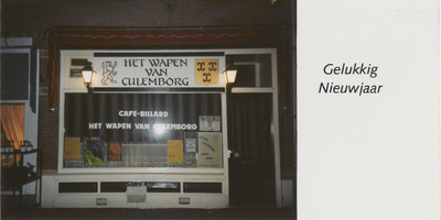 693 Het wapen van Culemborg; dit café heeft vele namen gekend. Dit is een nieuwjaarskaart voor 1993.