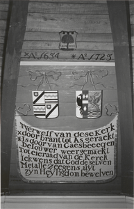 1155 Gedenkbord voor de herbouw na de brand in 1654 van de Nederlands Hervormde Barbara Kerk