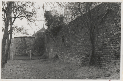 1791 Stadsmuur en muurtoren. Achter de tuinen in de Herenstraat.