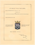 90 Diploma verleend door de Hoge Raad van Adel van het wapen van het Zuiveringschap Rivierenland