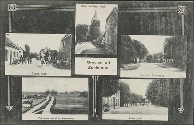 1006 Dorpstraat, Kerk, de Kom 2x en Zoelmond vanaf de Korenmolen.