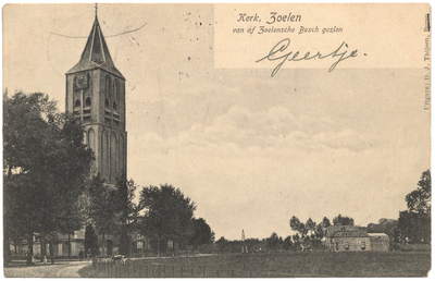 1062 Een prentbriefkaart van de Nederland-hervormde Stefanuskerk in Zoelen gezien vanuit het noorden