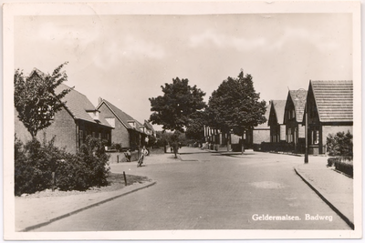 1113 Een prentbriefkaart van de Badweg in Geldermalsen met enkele spelende kinderen
