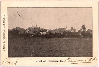 1178 Een prentbriefkaart van een aanzicht van het dorp Heerewaarden