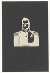 1 Generaal ChasséPortret generaal Chassé, borststuk, naar links in uniform in wit papier op zwarte ondergrond geplakt